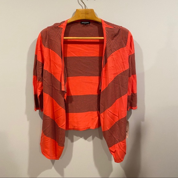 Notations Orange and army green draped cardigan - Picture 3 of 9